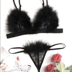 Faux fur lingerie set